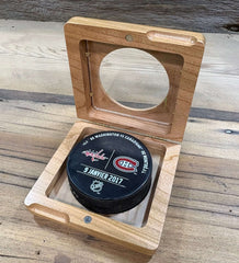 Cherry Wood Hockey Puck Box for Display and Gift Storage