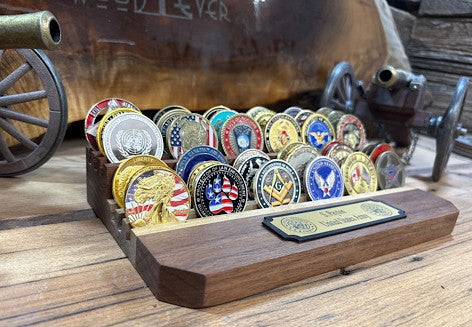10" - 2 Tier Challenge Coin Holder With Plaque