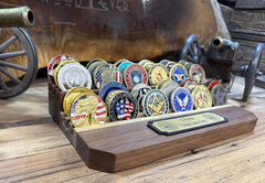 10" - 2 Tier Challenge Coin Holder With Plaque