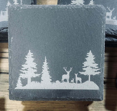 Black Slate Coaster Set for Drinks – Durable, Modern Home Decor